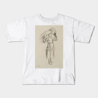 Gleaner Standing Holding Straw Bale on Head by Jean-Francois Millet Kids T-Shirt